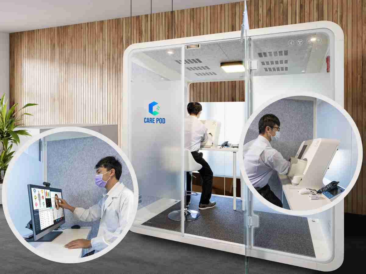 达擎于医疗科技展中展出＂远距诊疗舱＂，，，以因应医疗数字化及社会高龄化趋势下、、复诊及慢性病患等族群对于远距看诊需求逐渐升高所推出的创新整合方案。。。。多功能合一、、高隐私性的远距诊疗舱可根据病患端与医师端的不同需求，，，提供弹性化及客制化功能，，，节省医生和病患的精力及时间